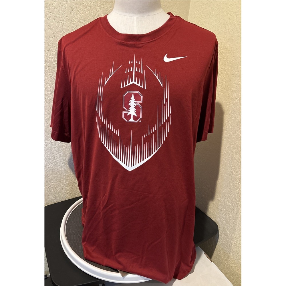 Stanford Cardinal Nike Dri Fit Tee Short Sleeve T Shirt Red Swoosh Mens XXL NEW